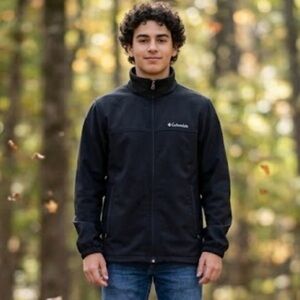 Columbia Black Softshell Fleece-Lined Full Zip Jacket - Men’s Size Medium